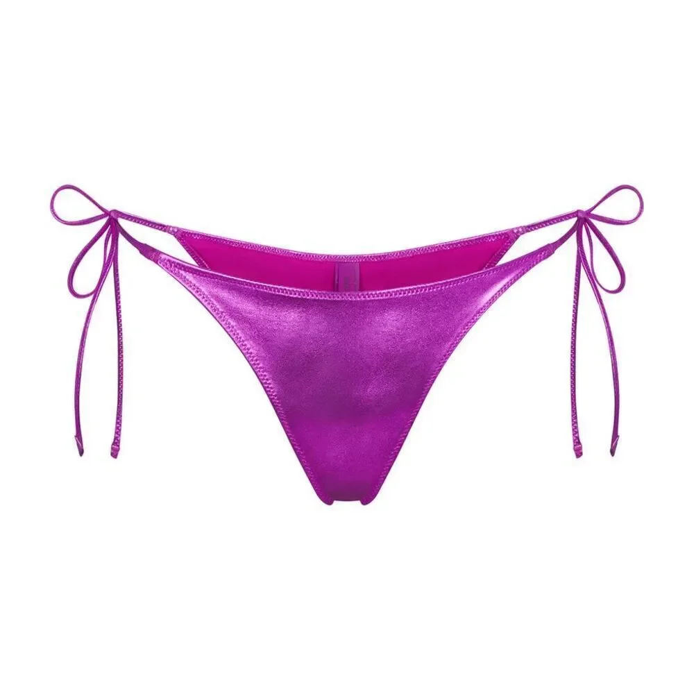 SKIMS Metallic Swim Skimpy Tie Bikini Bottom Dragon Fruit NWT Size 3X
